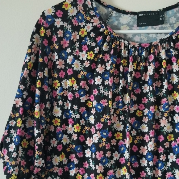 ASOS ditsy floral mini dress with puff sleeves - Picture 7 of 9